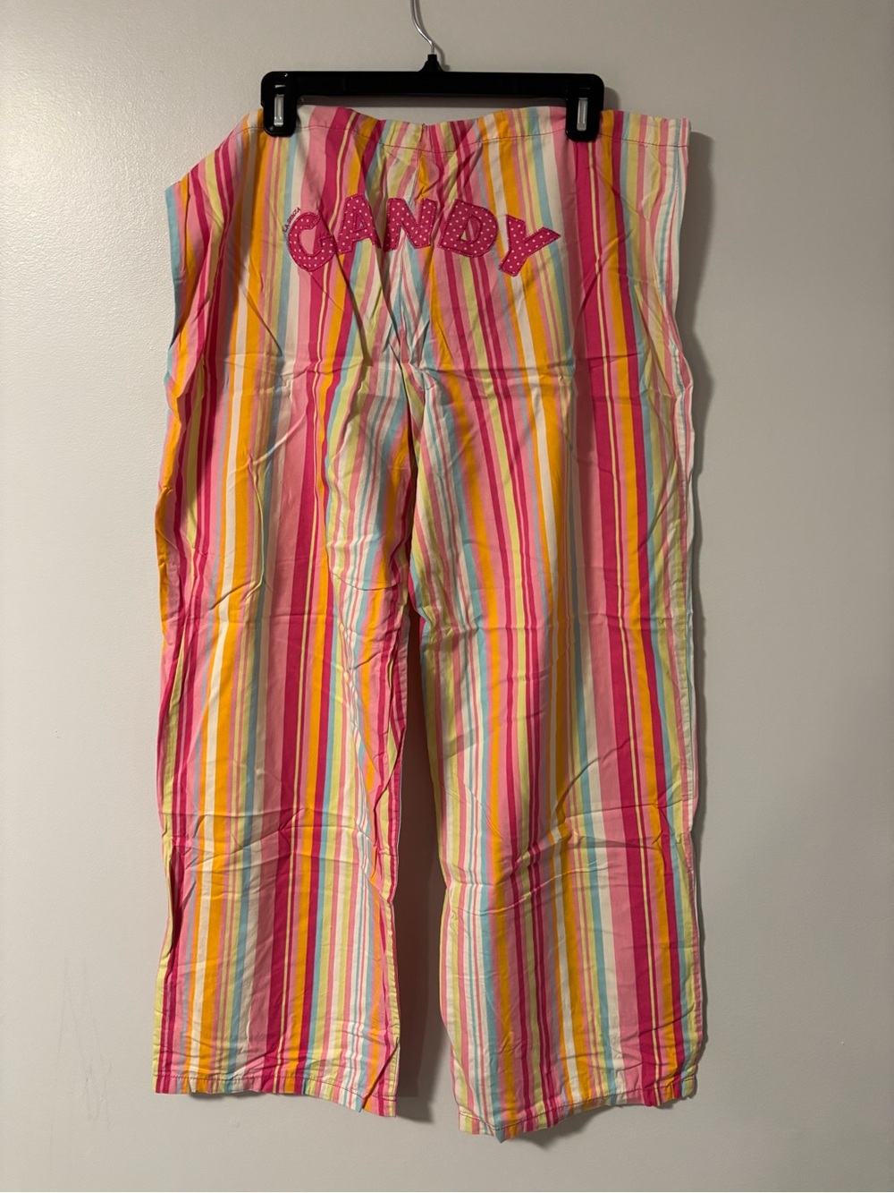 Victoria’s Secret VTG CANDY Vertical Rainbow Stripes PJ sleep pyjama bottoms XL